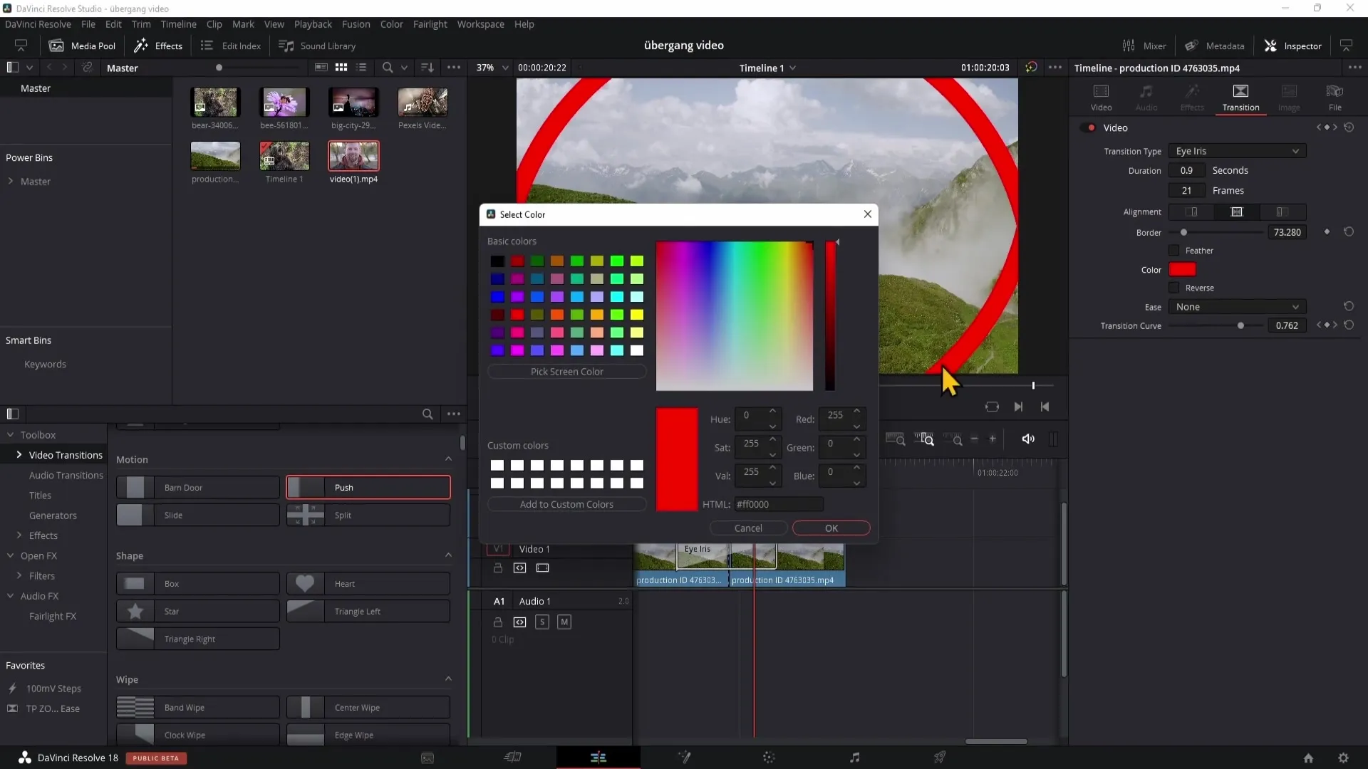 Working creatively with DaVinci Resolve: Transitions easily inserted