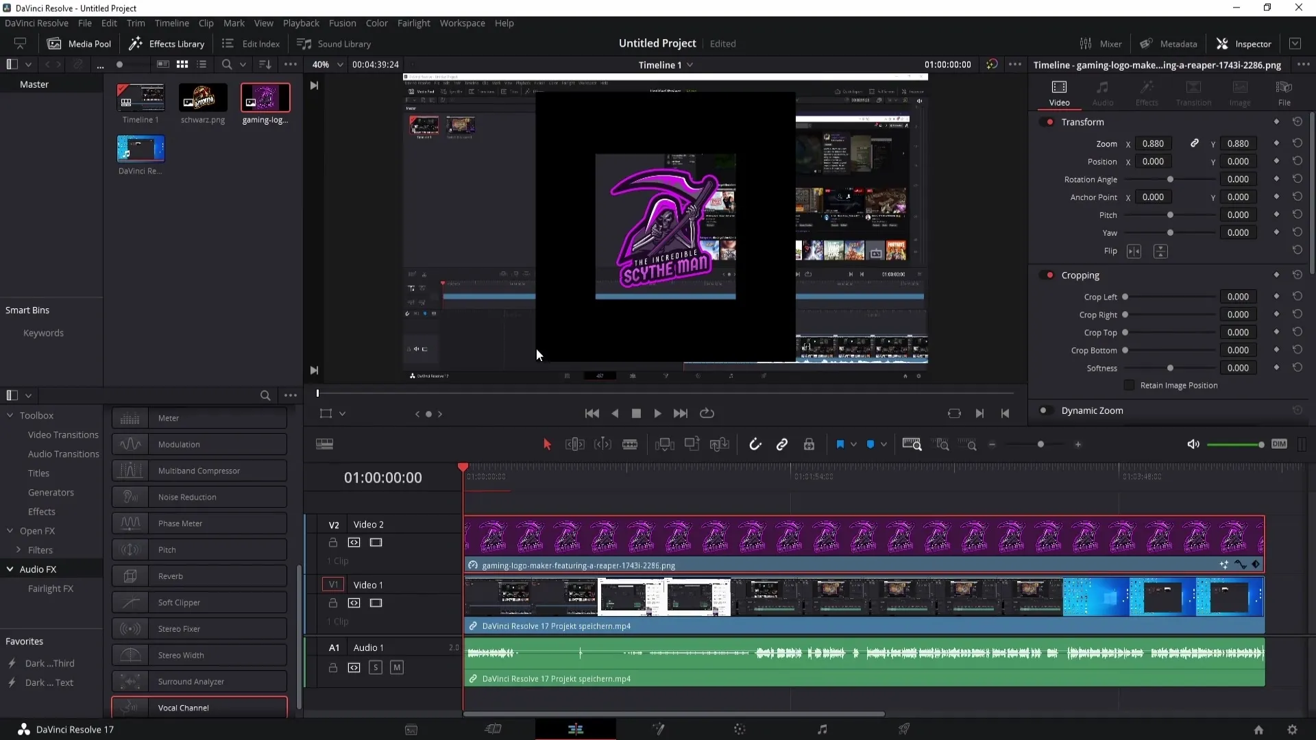 Menambahkan watermark secara profesional di DaVinci Resolve