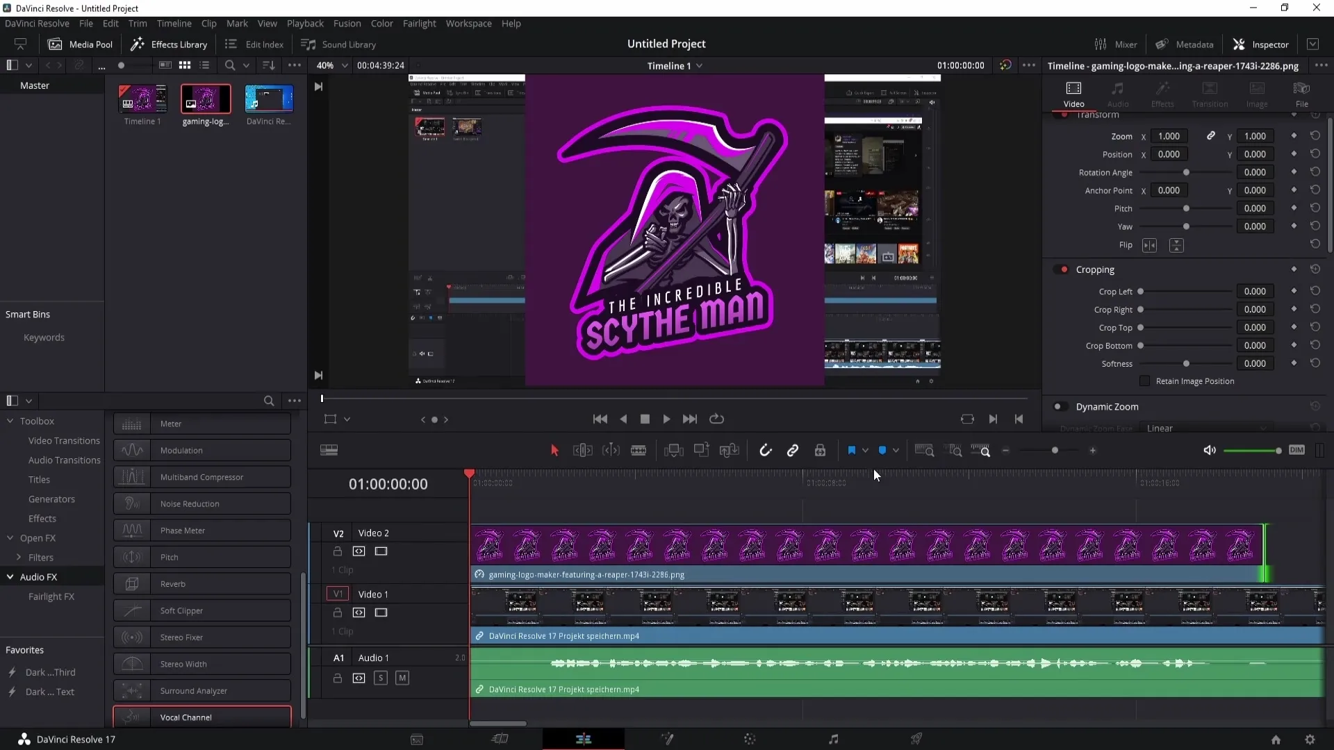 Menambahkan watermark secara profesional di DaVinci Resolve