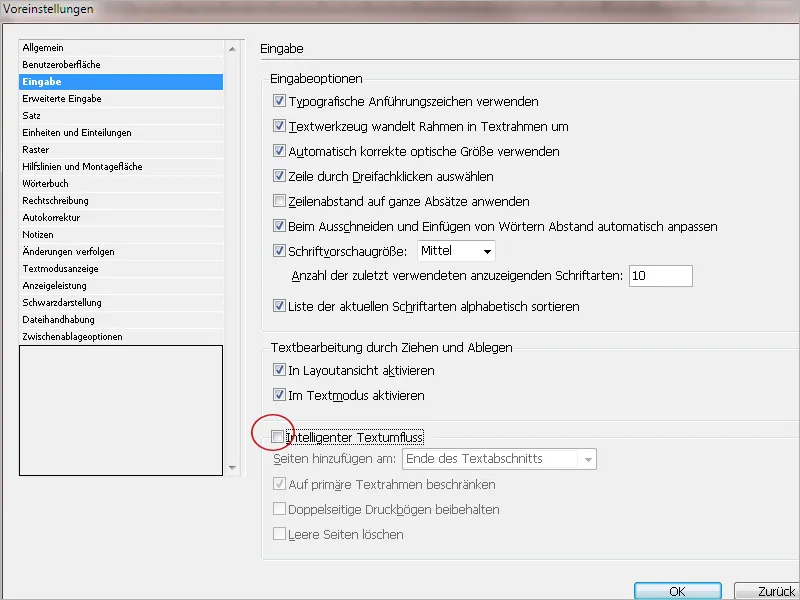 Voreinstellungen in Adobe InDesign