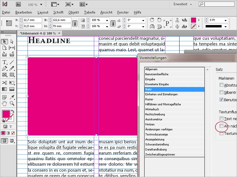 Voreinstellungen in Adobe InDesign