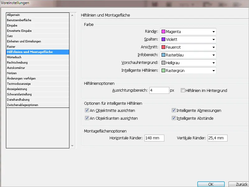 Voreinstellungen in Adobe InDesign