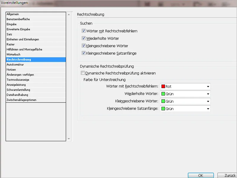 Voreinstellungen in Adobe InDesign