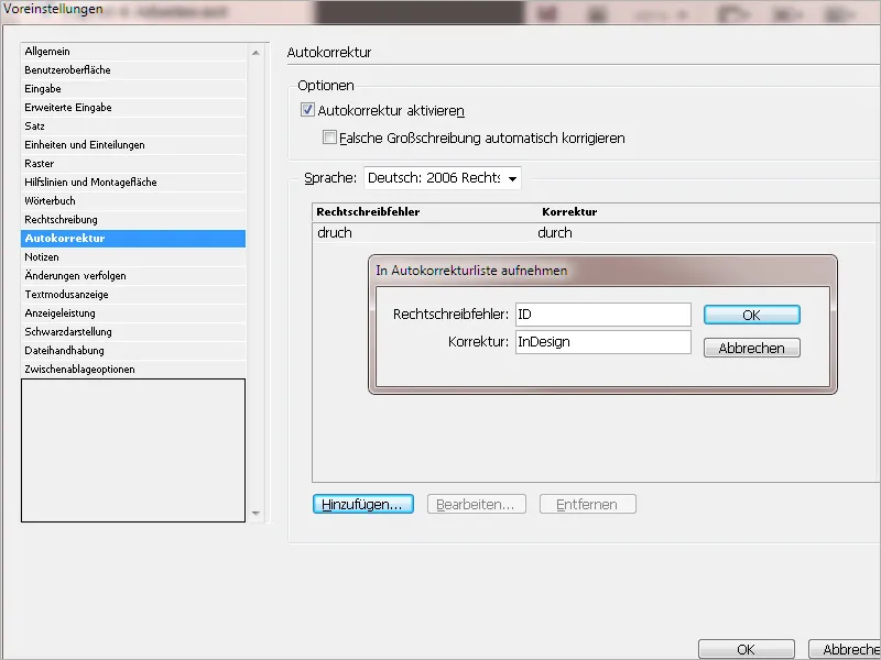 Voreinstellungen in Adobe InDesign