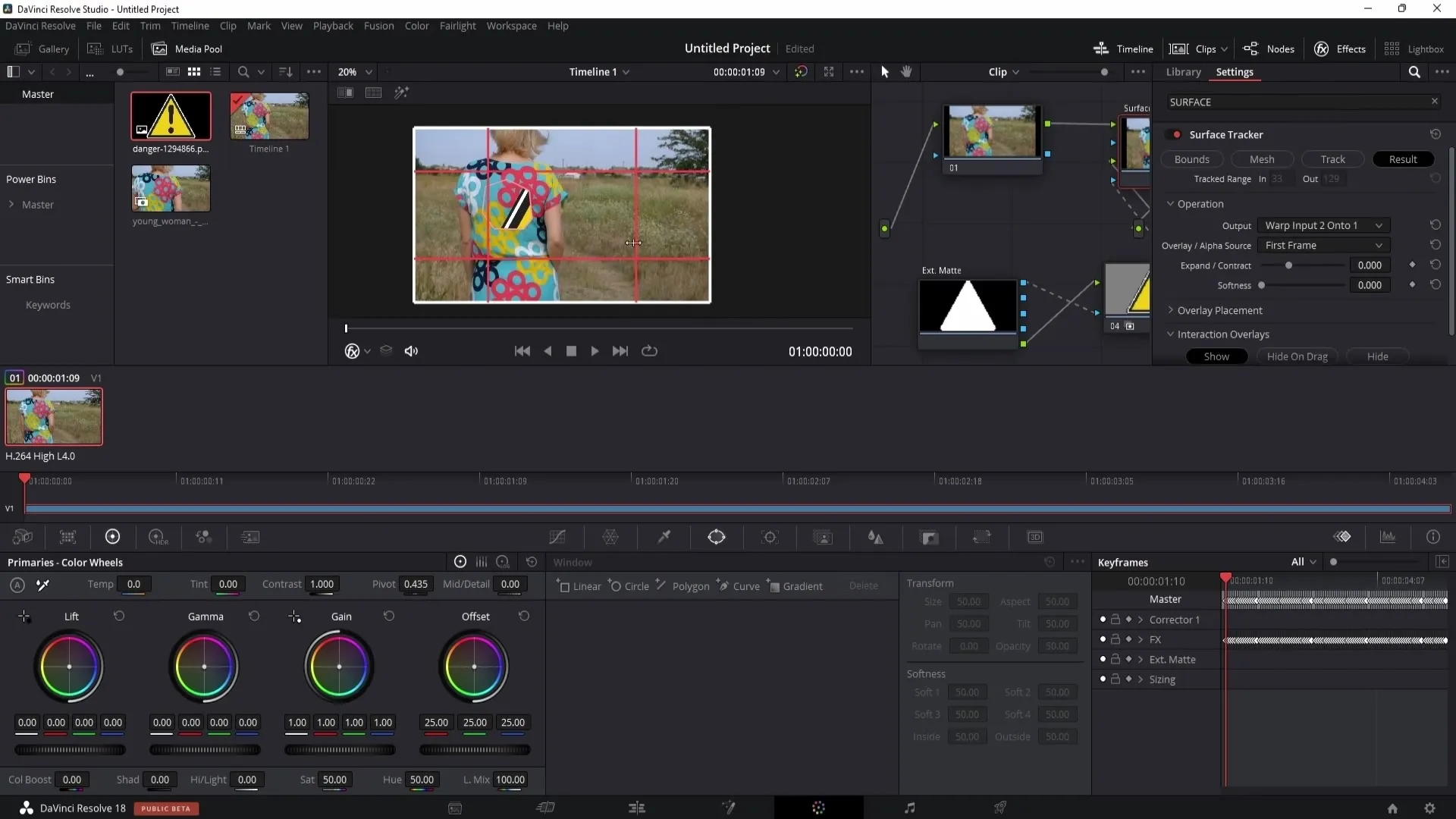 Mengintegrasikan logo Surface Tracker ke dalam DaVinci Resolve dengan lancar