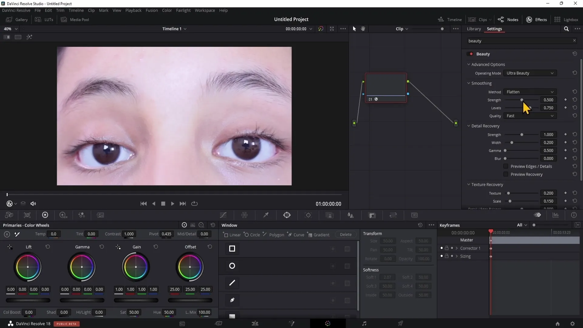 Perfect beauty retouching in DaVinci Resolve using the Beauty Fx filter