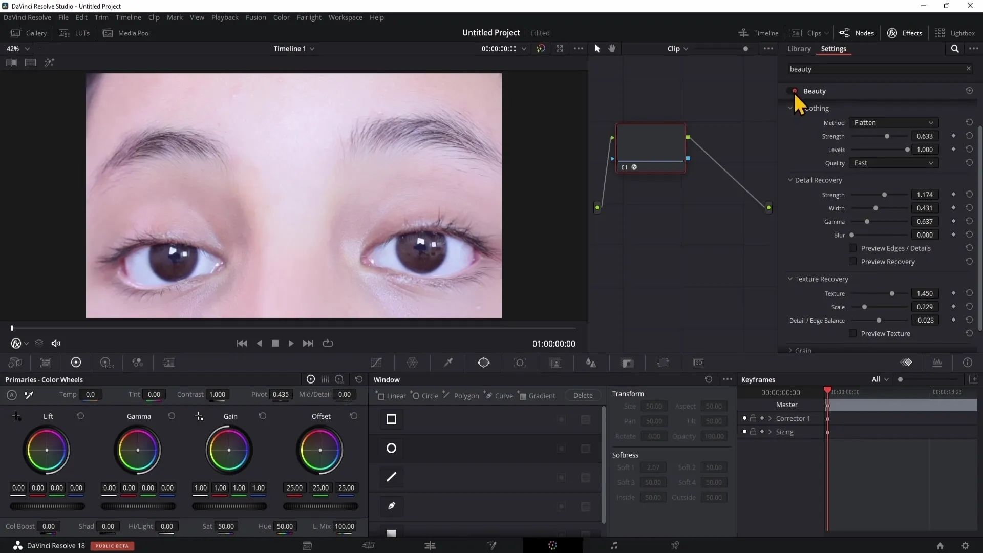 Perfect beauty retouch in DaVinci Resolve with the Beauty Fx filter