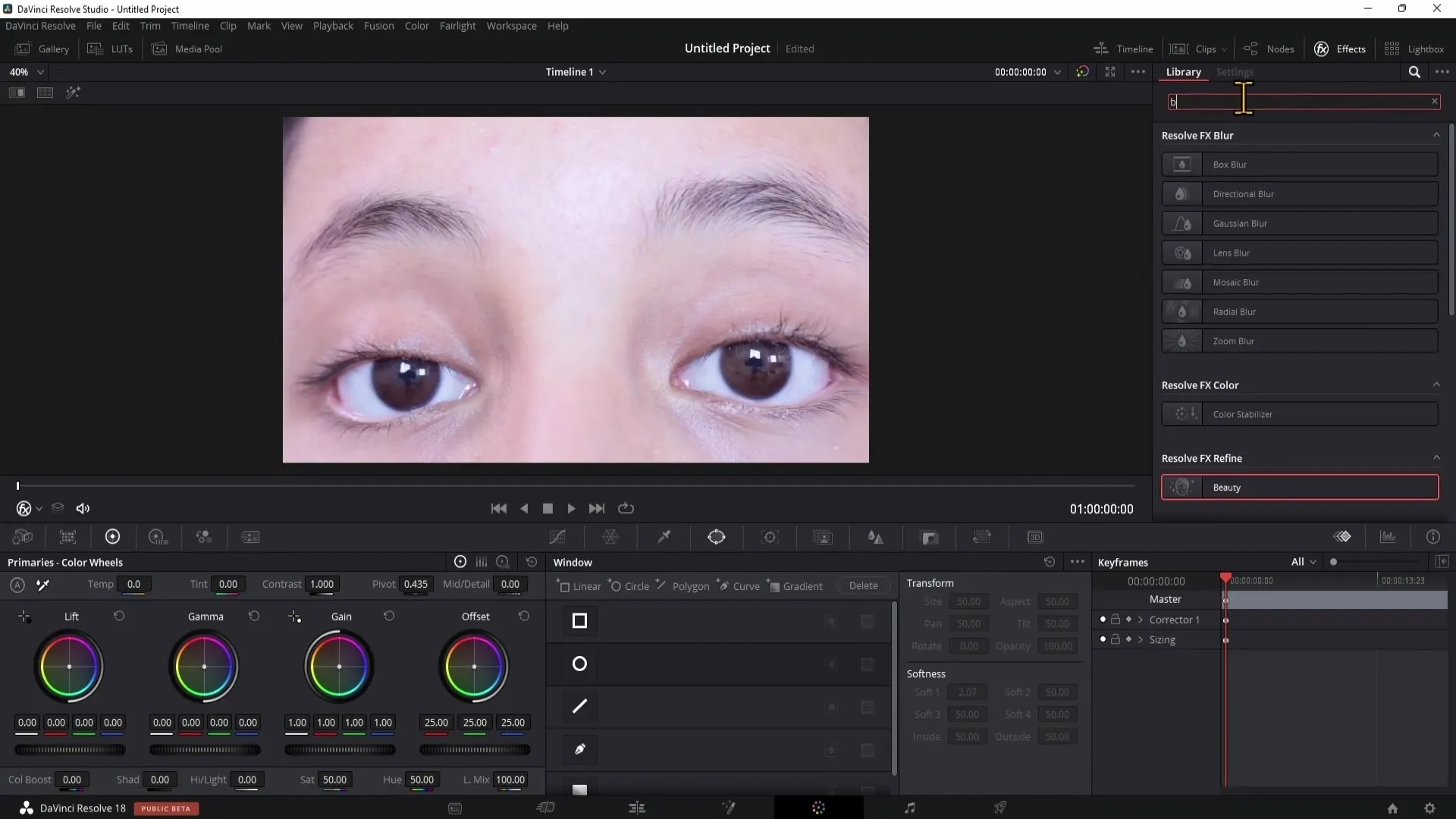 Perfect beauty retouch in DaVinci Resolve using the Beauty Fx filter