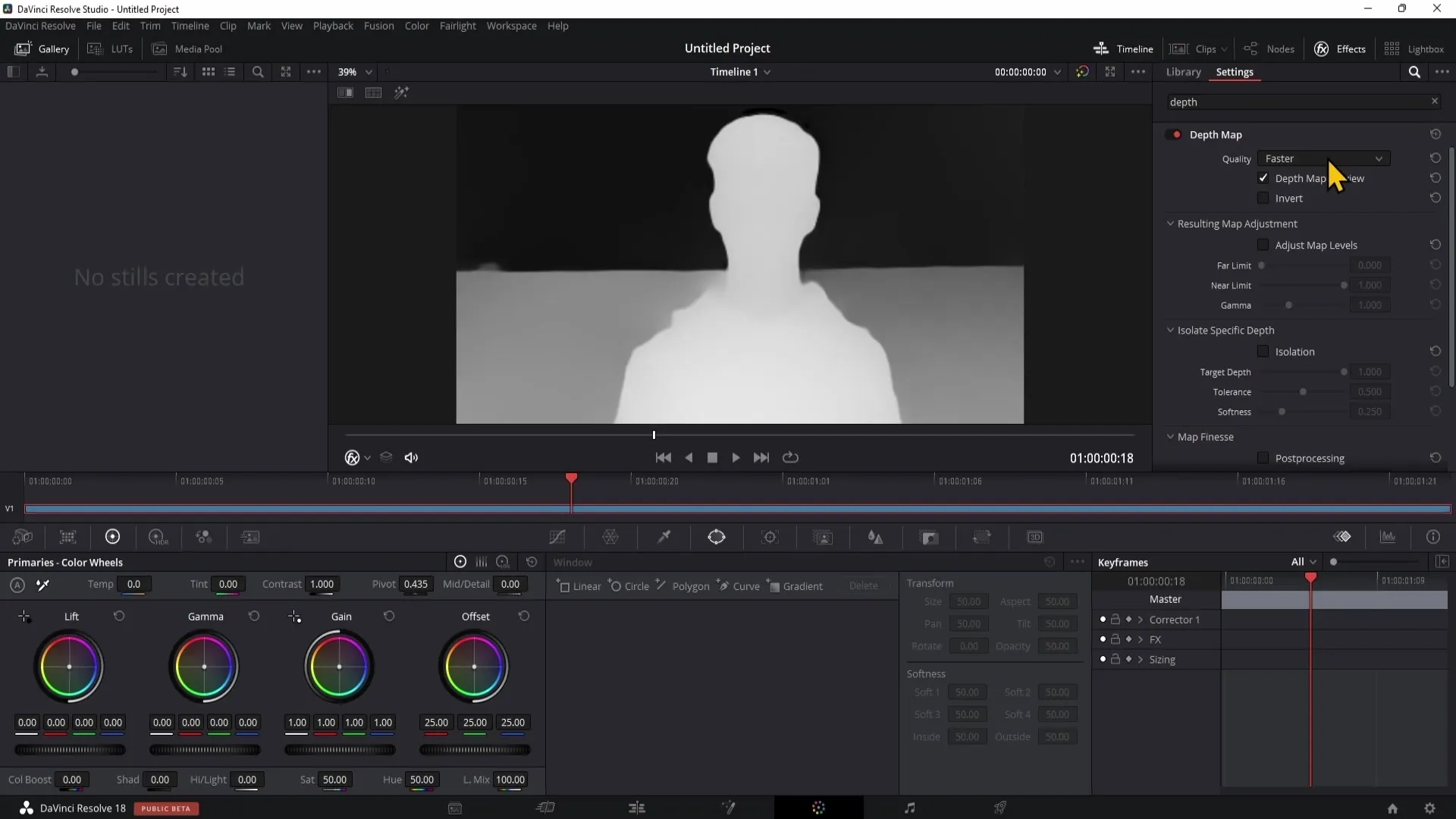 Efek kreatif dengan Peta Kedalaman di DaVinci Resolve