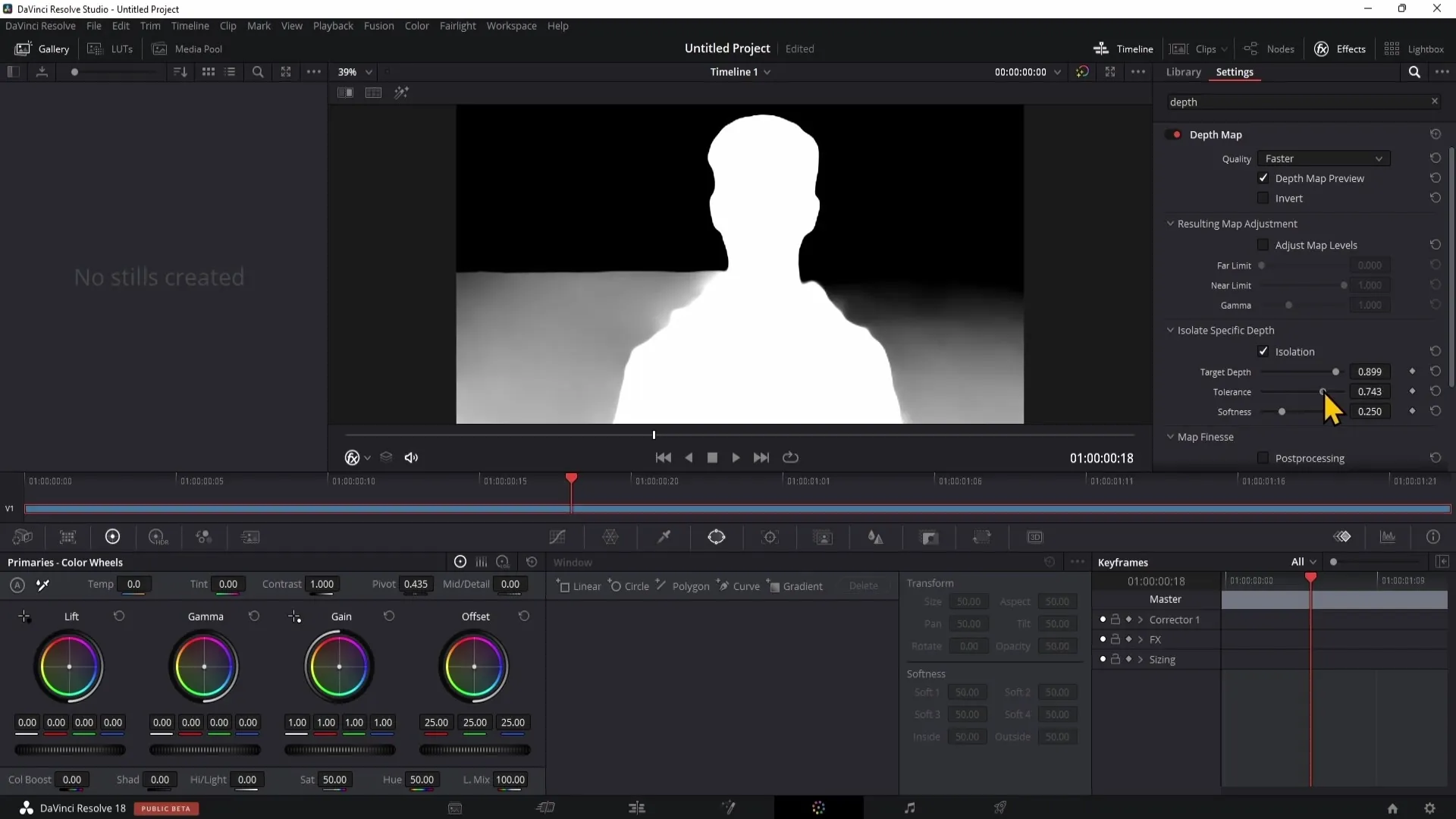 Efek kreatif dengan Peta Kedalaman di DaVinci Resolve