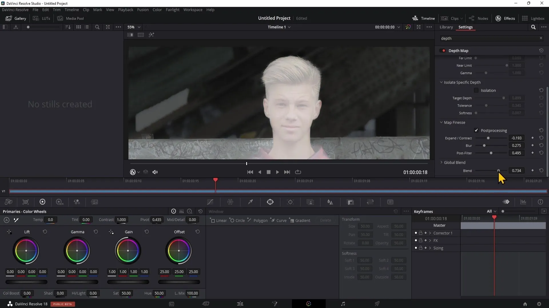 Efecte creative cu harta de adâncime în DaVinci Resolve