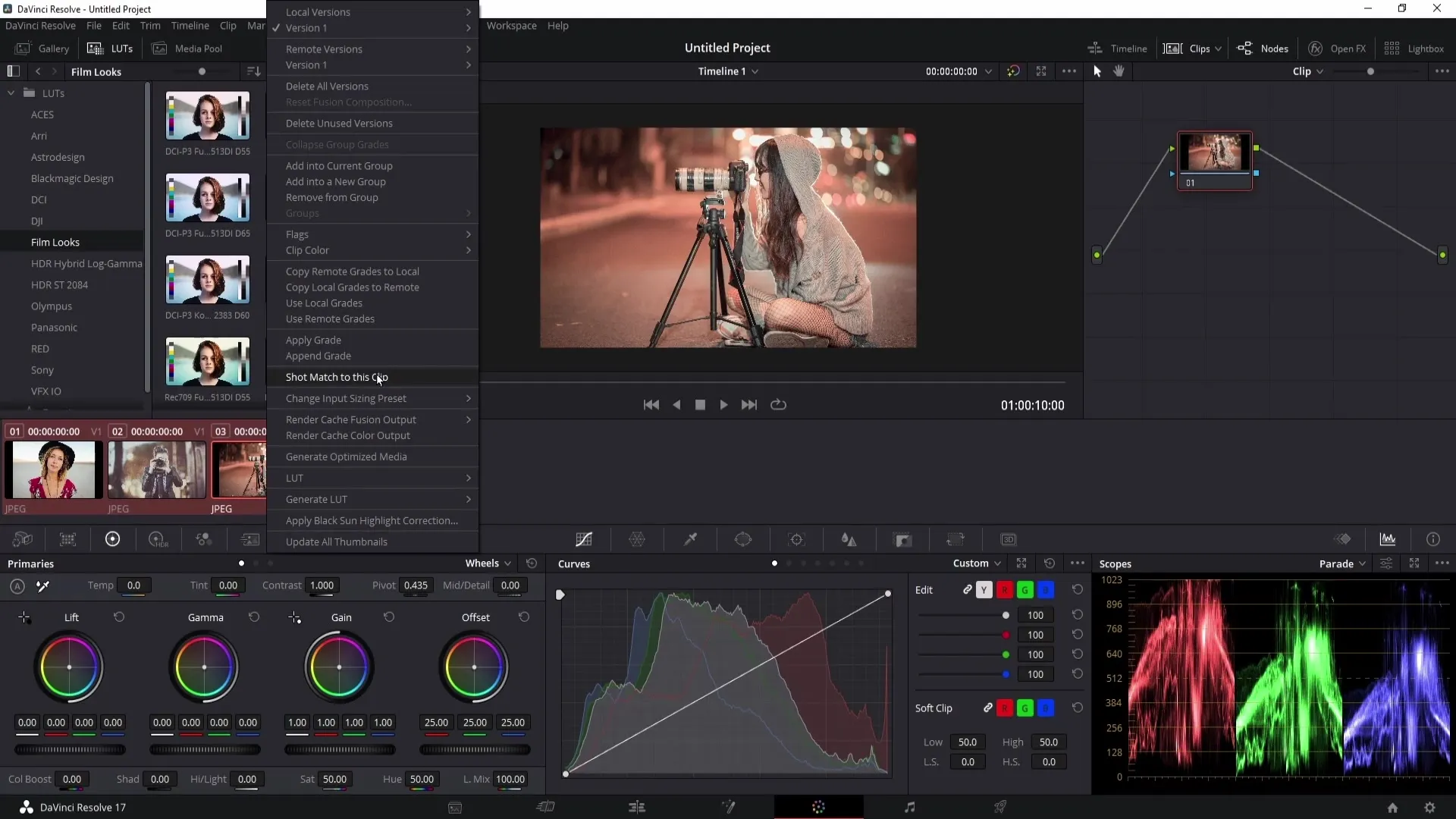 Color Grade in DaVinci Resolve Effizient Übertragen