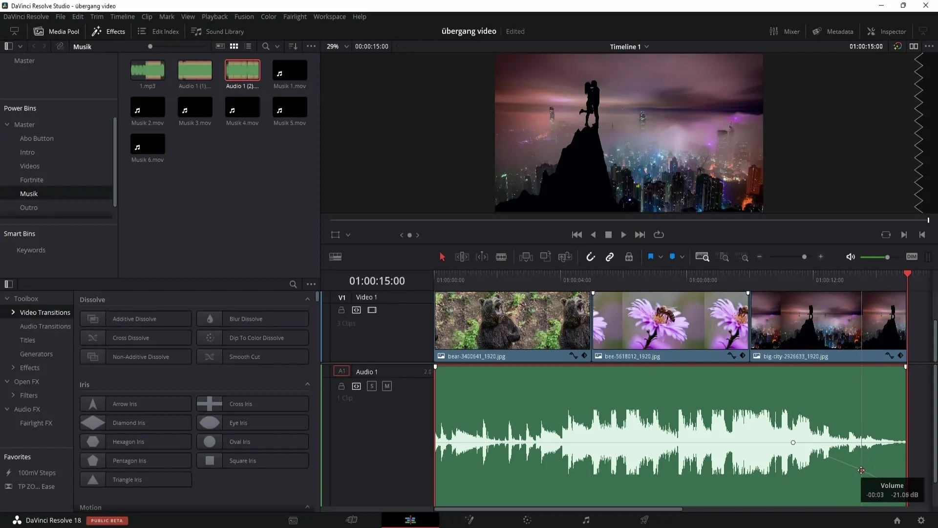 Skaņas ieslēgšana un izslēgšana programmā DaVinci Resolve - kā to darīt