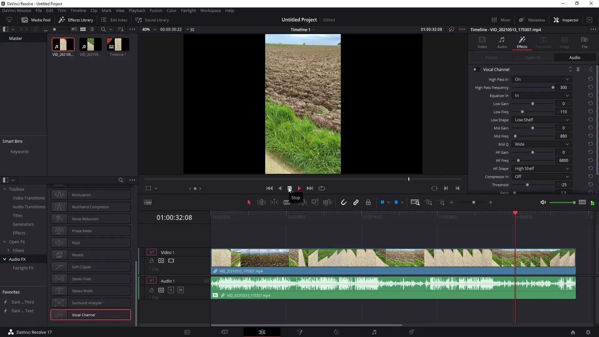 Efficiently reduce wind noise in DaVinci Resolve