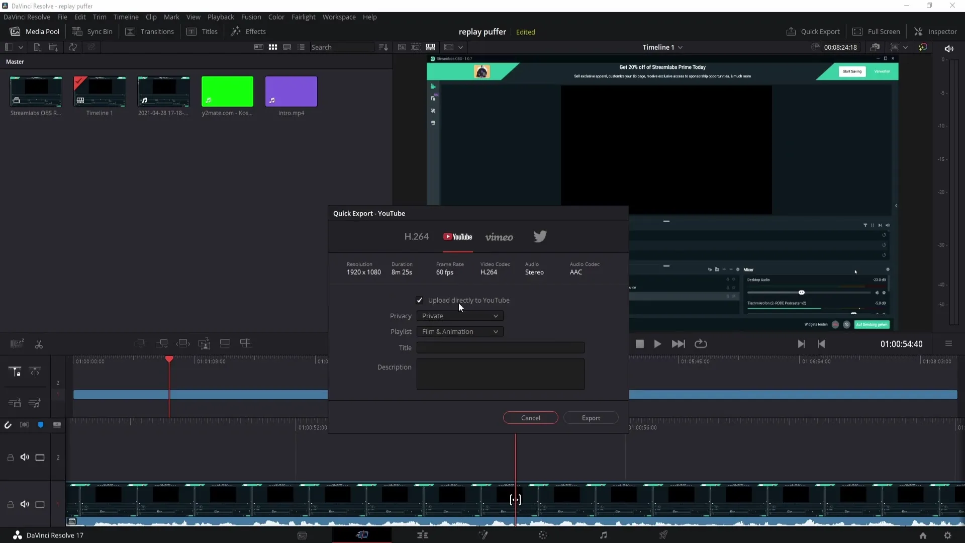 Mengunggah video ke YouTube dengan DaVinci Resolve - Panduan yang detail