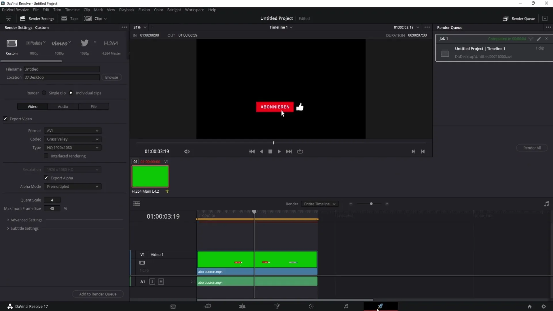 DaVinci Resolve: Exporting a transparent background easily