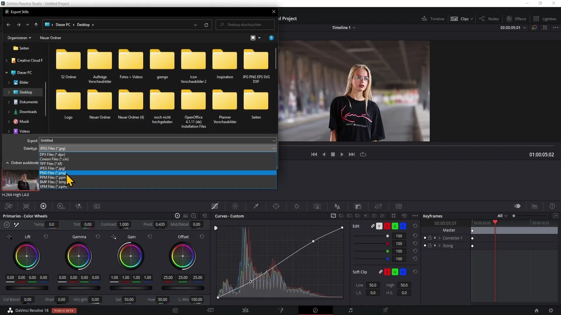 Steps to export an image in DaVinci Resolve