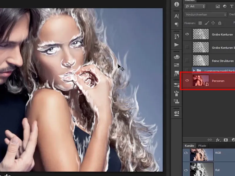 Photoshop composing - Fire and ice - Part 03: Wiping fire into the image