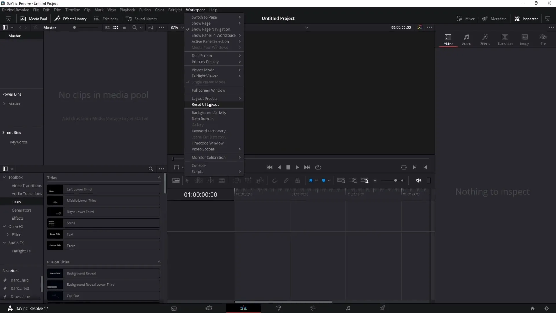 Resetting the UI layout in DaVinci Resolve – A step-by-step guide