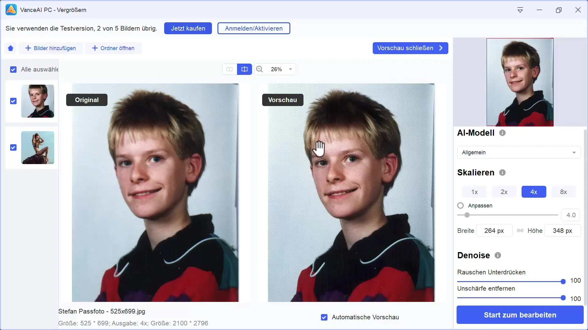 Vance AI: Bilder und Fotos intelligent vergrößern