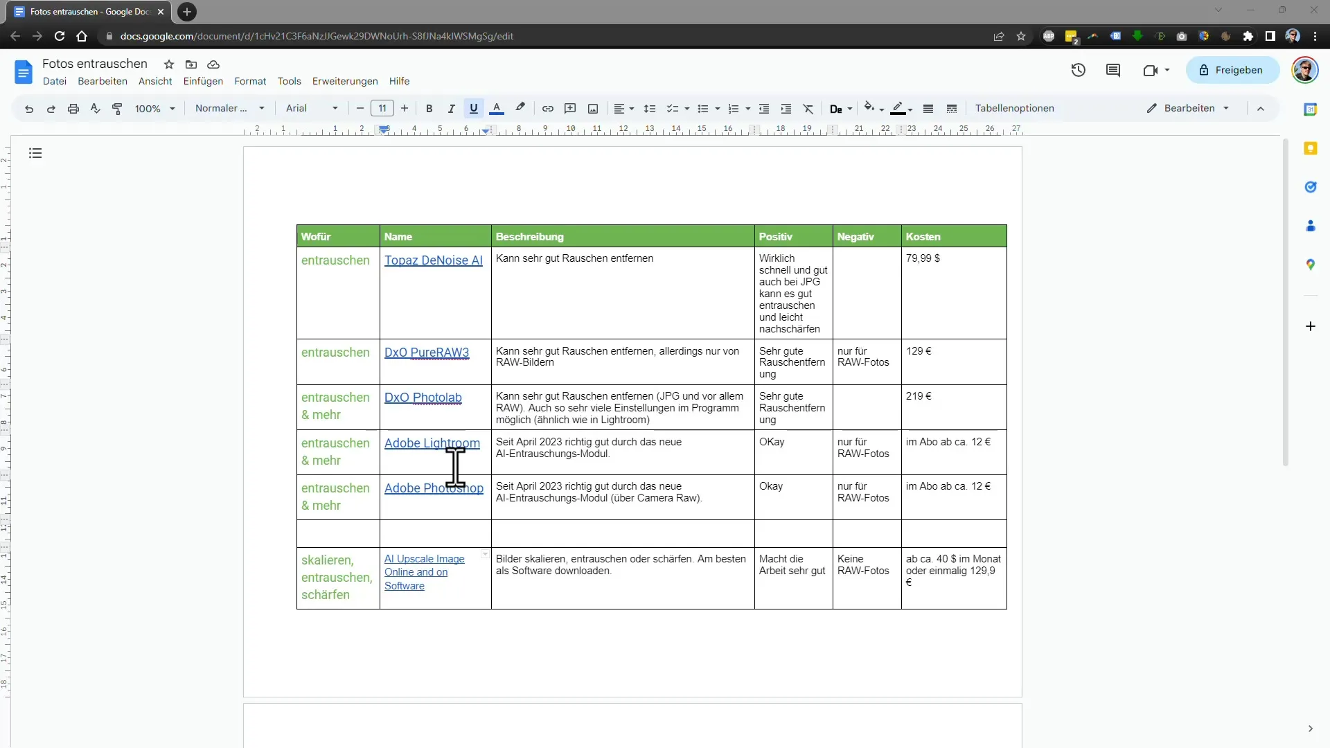 Comparaison de programmes pour la réduction du bruit sur les photos