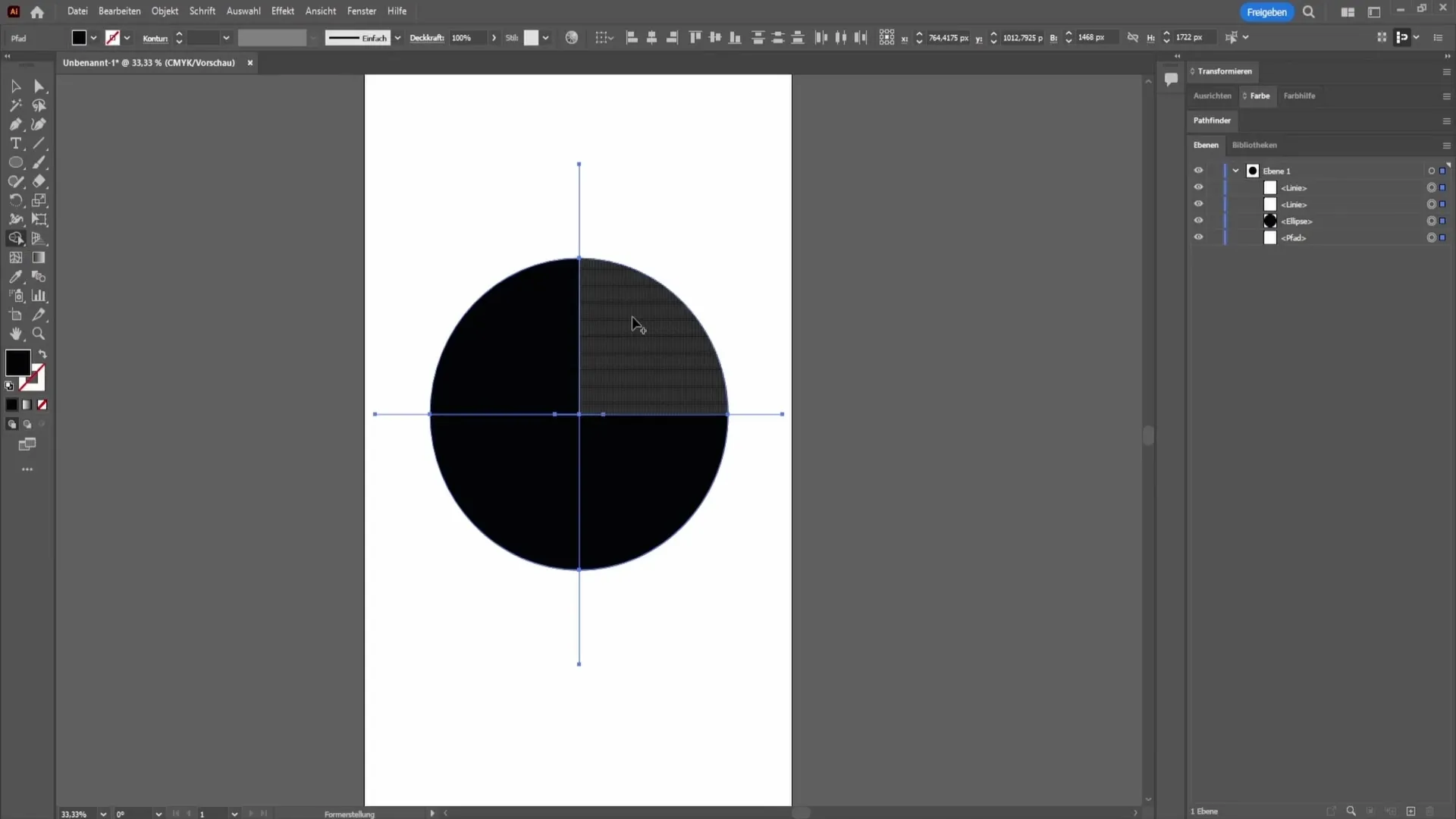 Memotong dan membagi bentuk di Adobe Illustrator