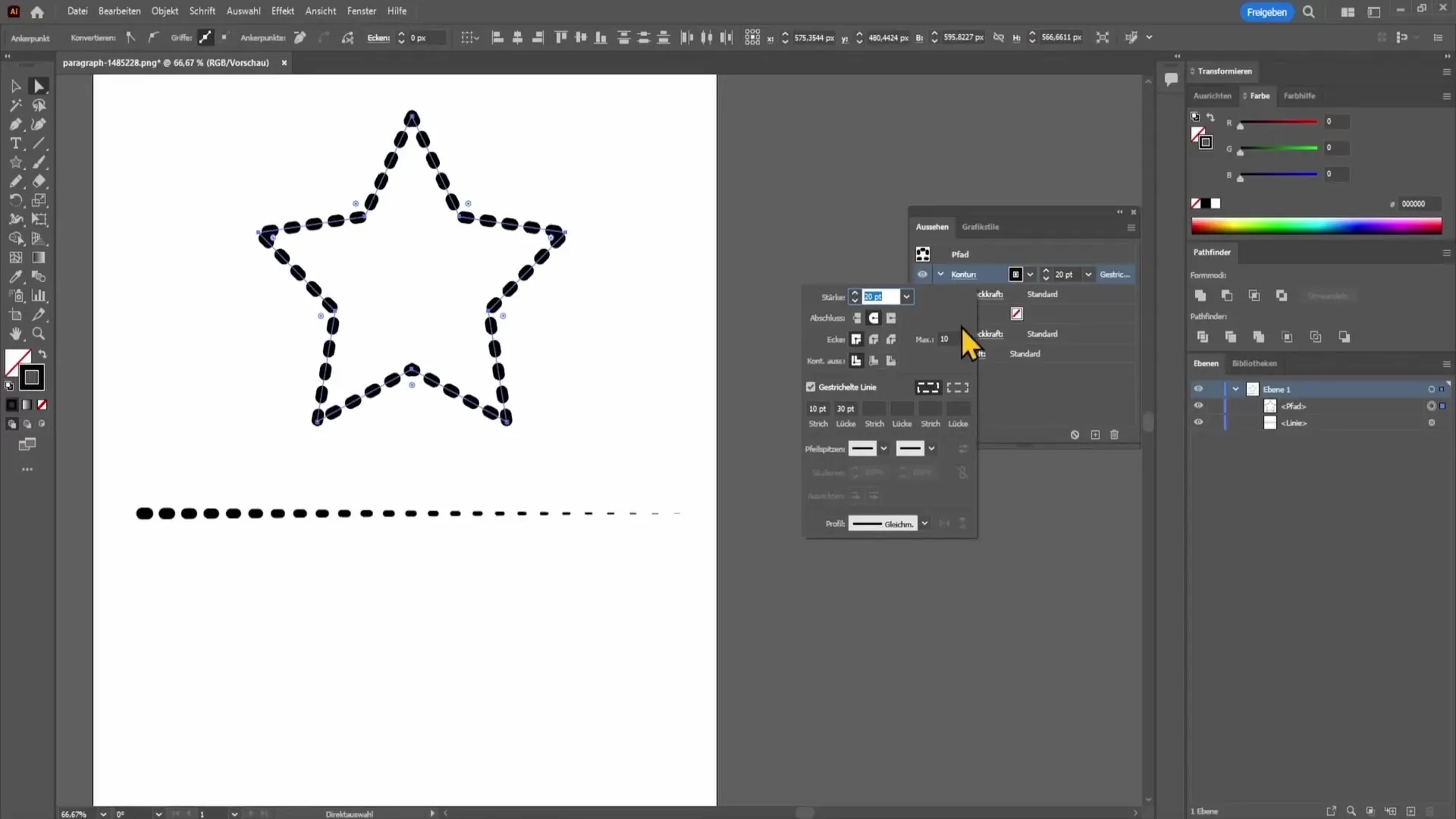 Vytvořte čárkované a tečkované čáry v programu Adobe Illustrator