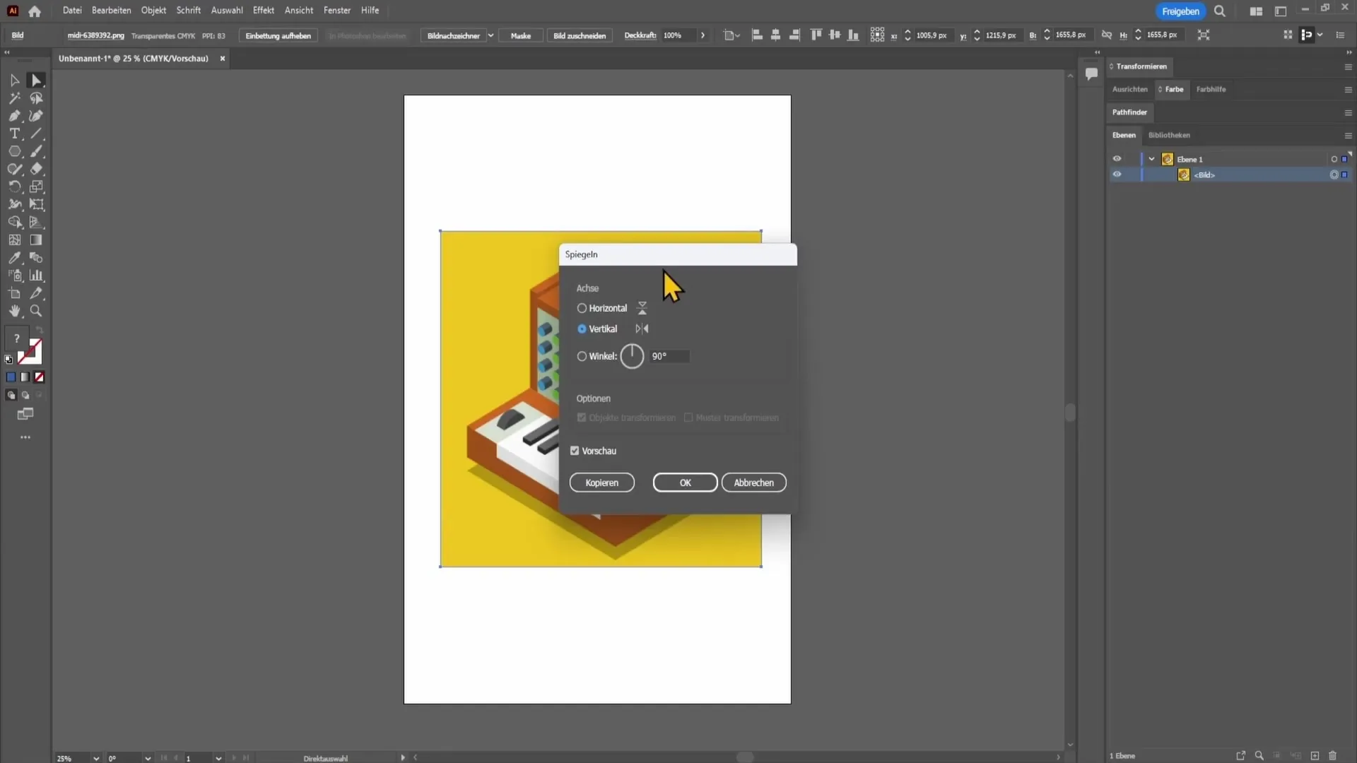 Petunjuk untuk membingkai objek di Adobe Illustrator - Horizontal dan Vertikal