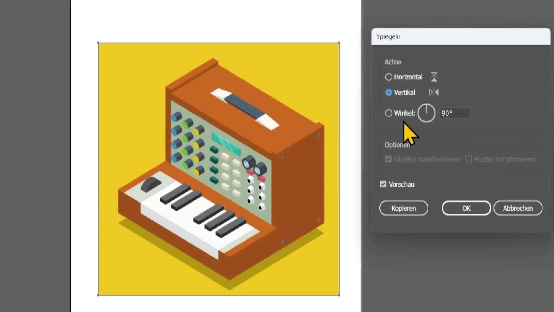 Instrucciones para reflejar objetos en Adobe Illustrator - Horizontal y Vertical