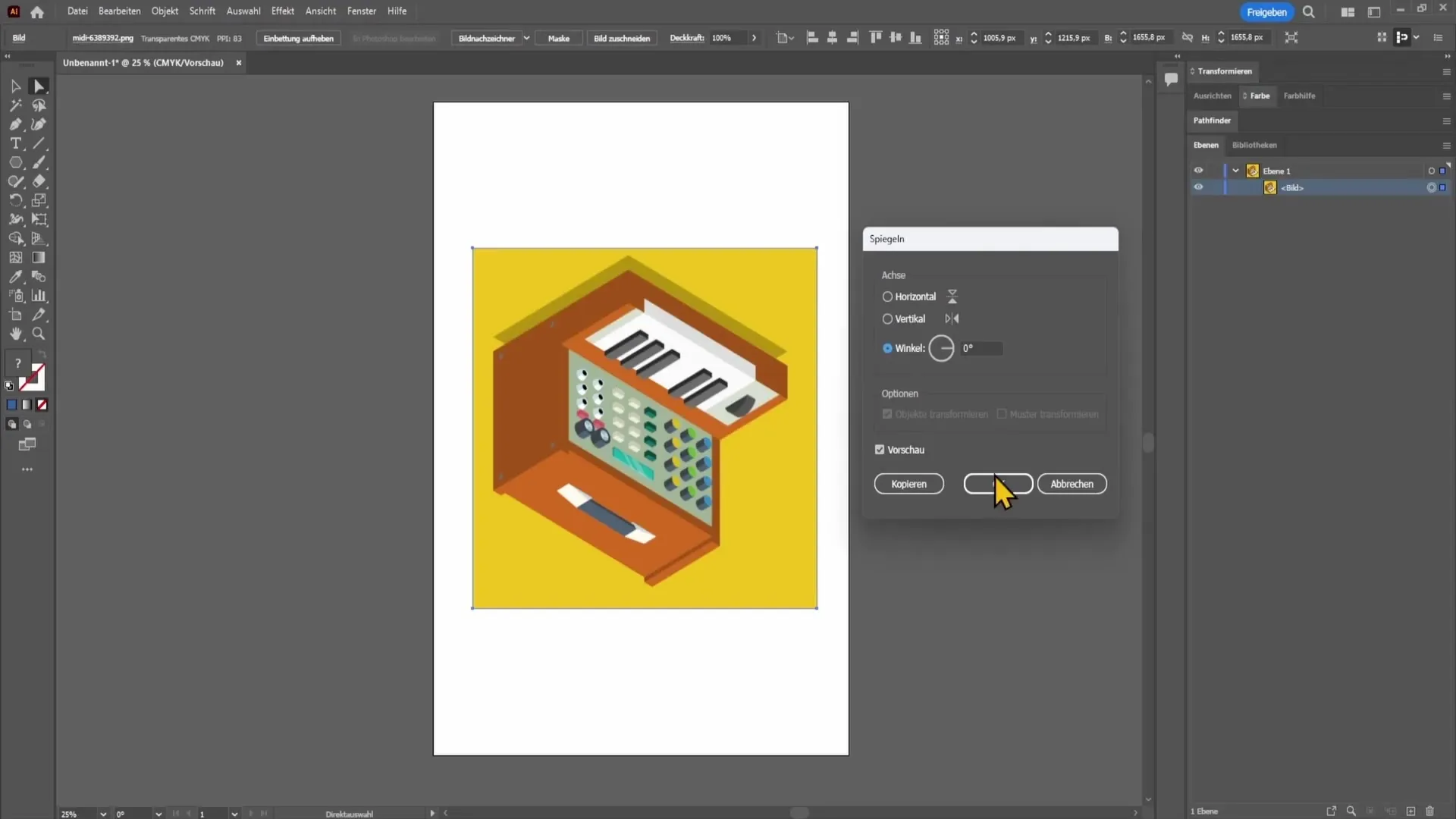 Anleitung zum Spiegeln von Objekten in Adobe Illustrator – Horizontal und Vertikal