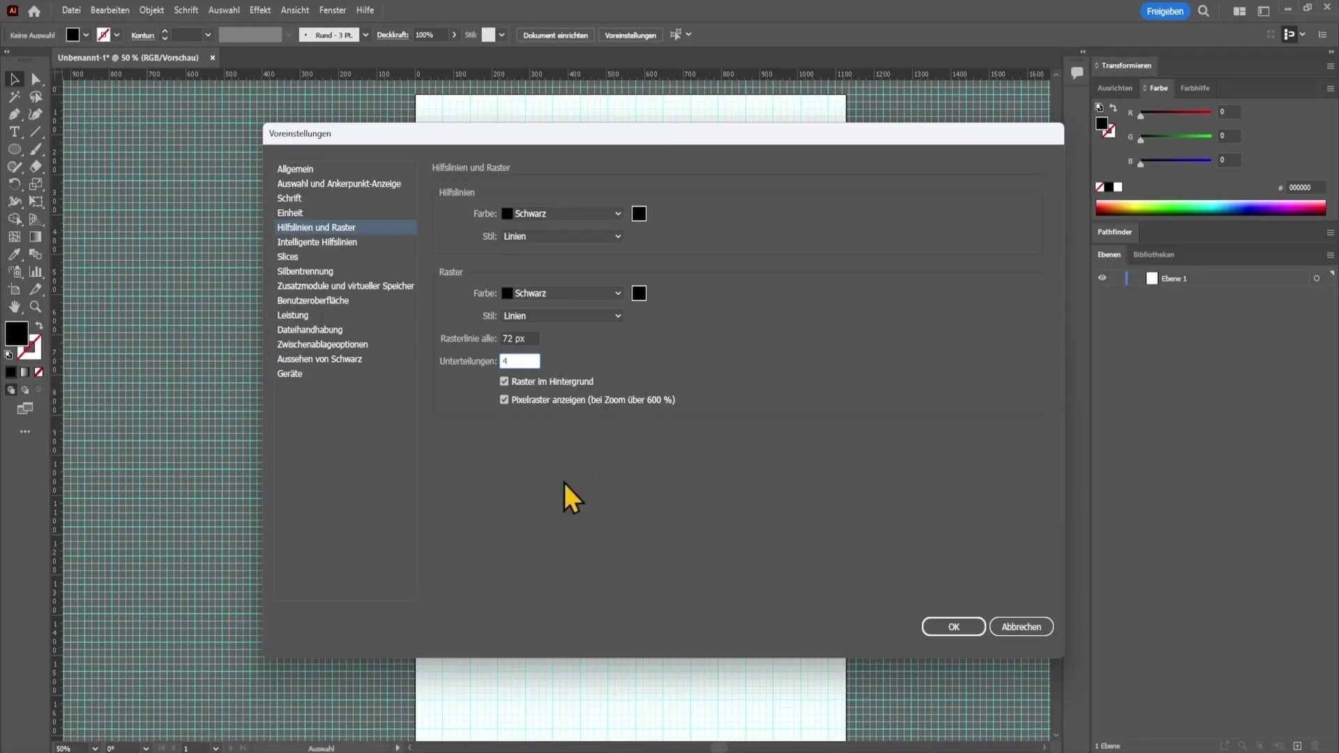 Guides and grids in Adobe Illustrator