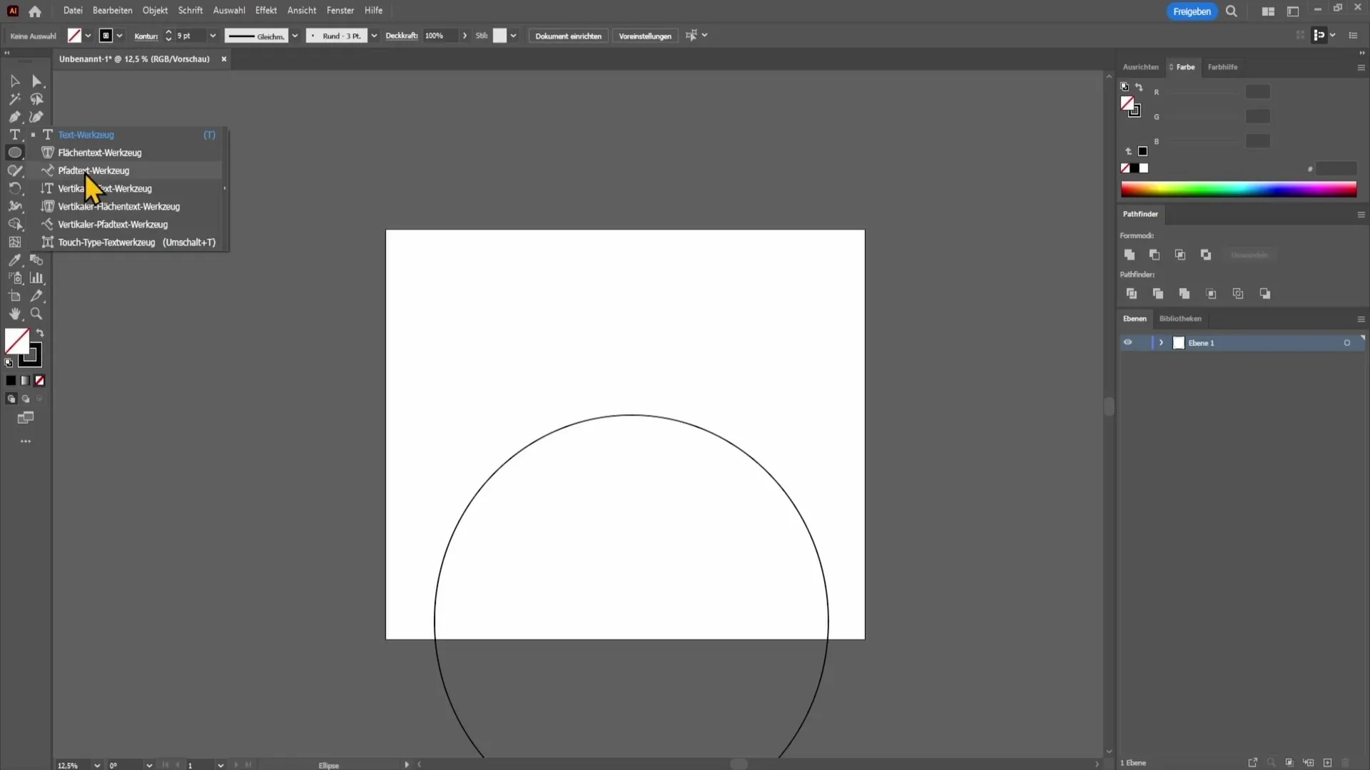 Tekst op een pad in Adobe Illustrator - stapsgewijze handleiding