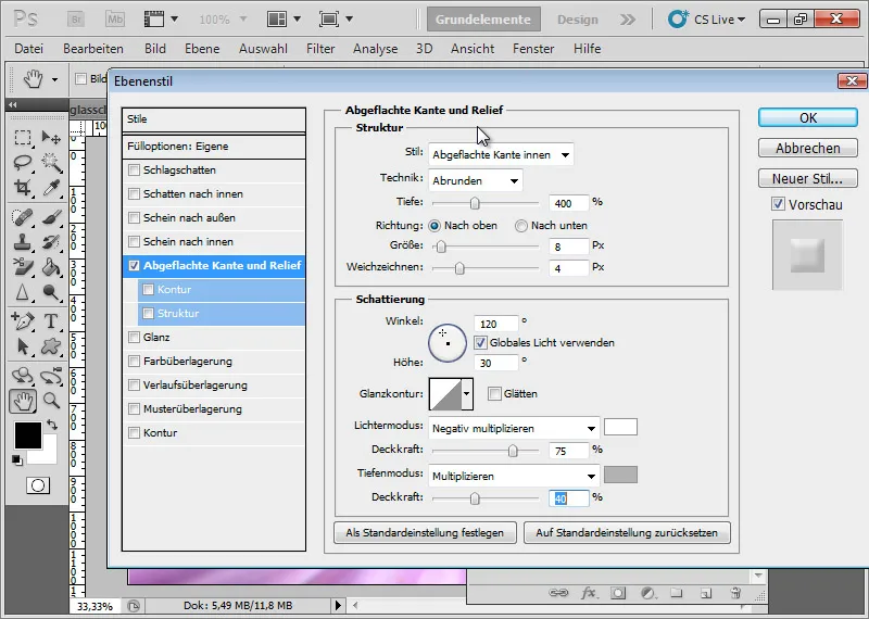 Glaseffekt für Typo und Layout erstellen