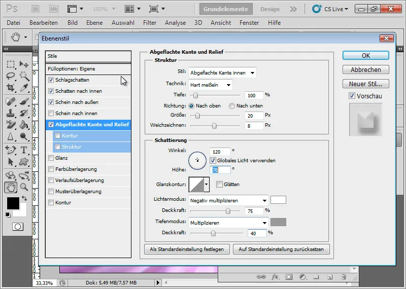 Glaseffekt für Typo und Layout erstellen