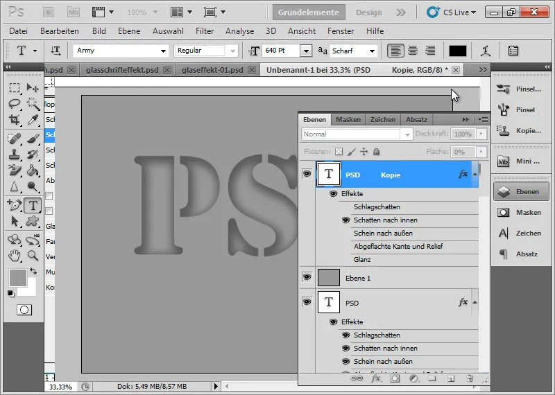 Creëer glaseffect voor typografie en lay-out