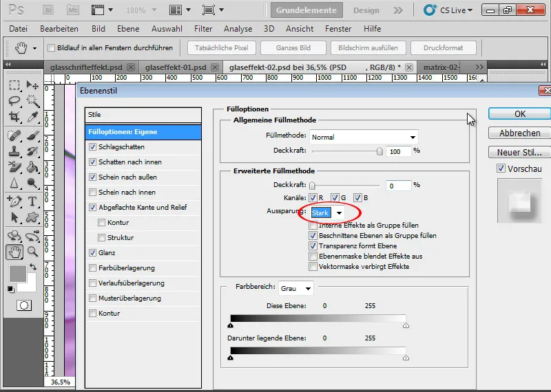 Criar um efeito de vidro para a tipografia e o esquema