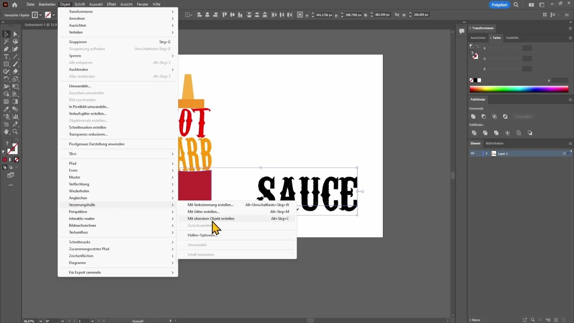 Vložit text do tvaru pomocí programu Adobe Illustrator