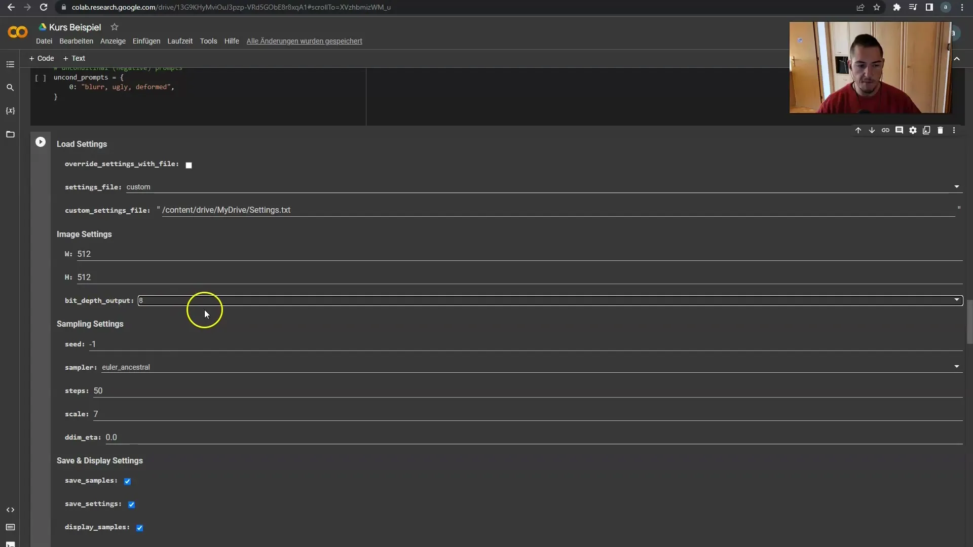 Instructions for Deforum Stable Diffusion: Load Settings and Resolution