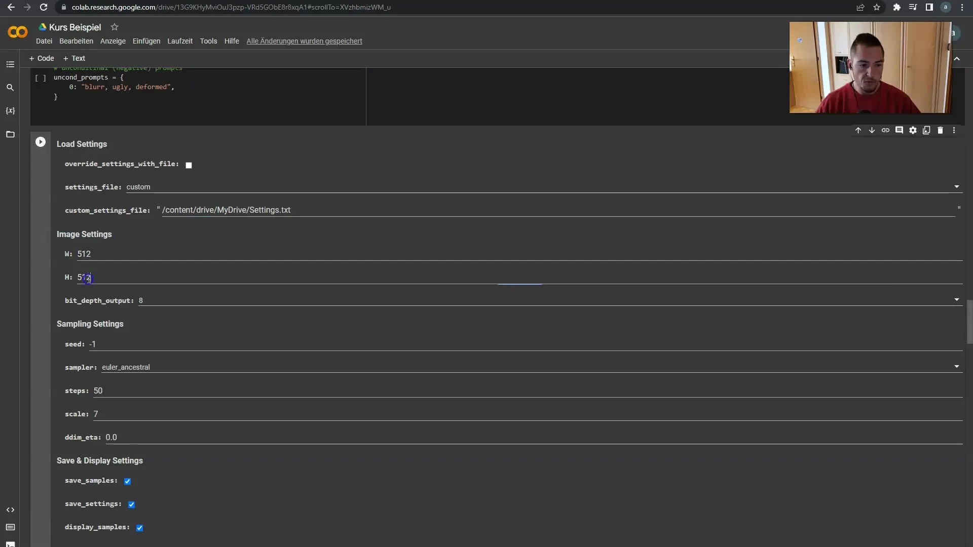 Instructions for Deforum Stable Diffusion: Load Settings and Resolution