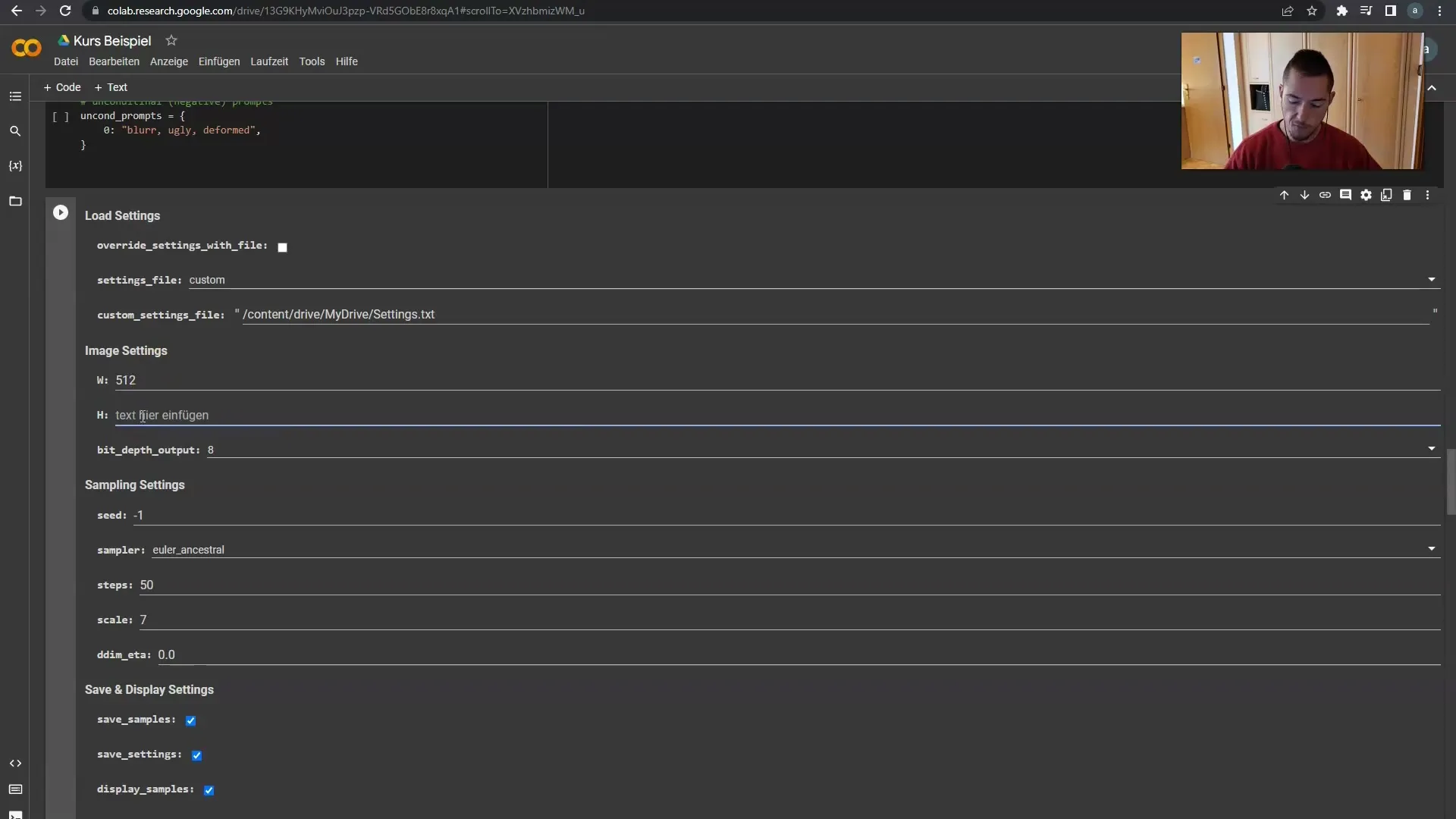 Instructions for Deforum Stable Diffusion: Load Settings and Resolution