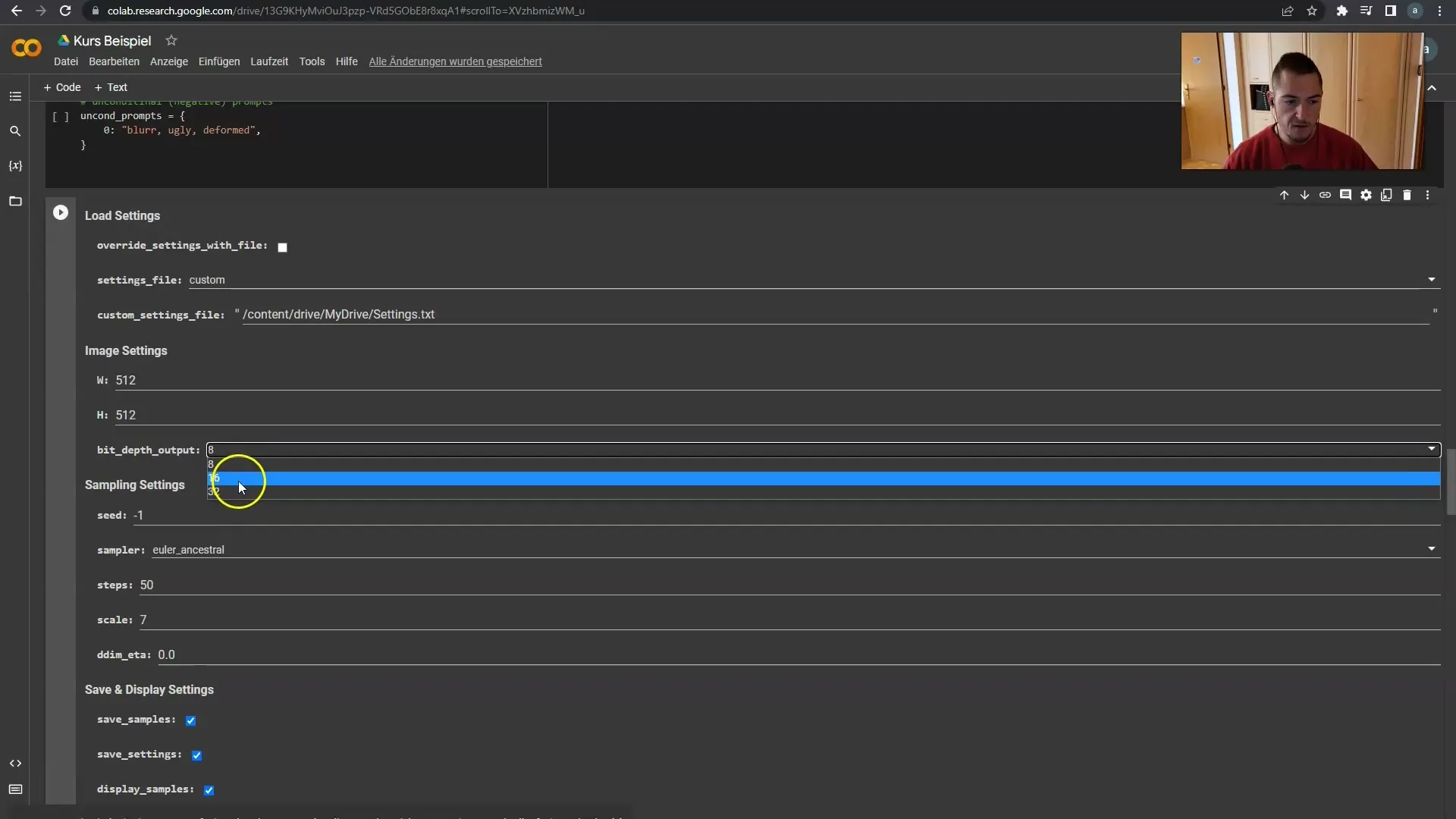 Instructions for Deforum Stable Diffusion: Load Settings and Resolution