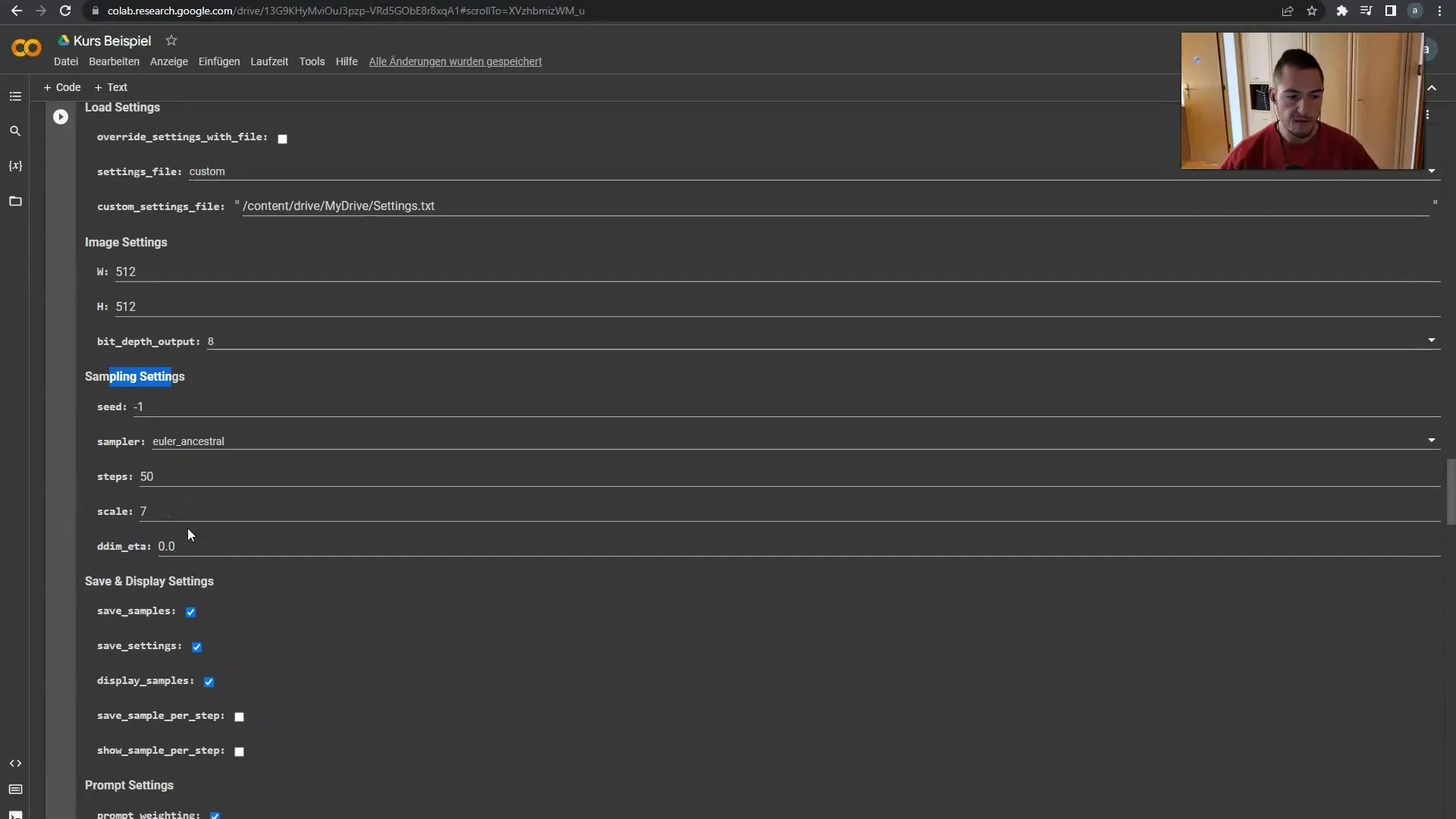 Die optimale Nutzung der Sampling Settings in Deforum Stable Diffusion