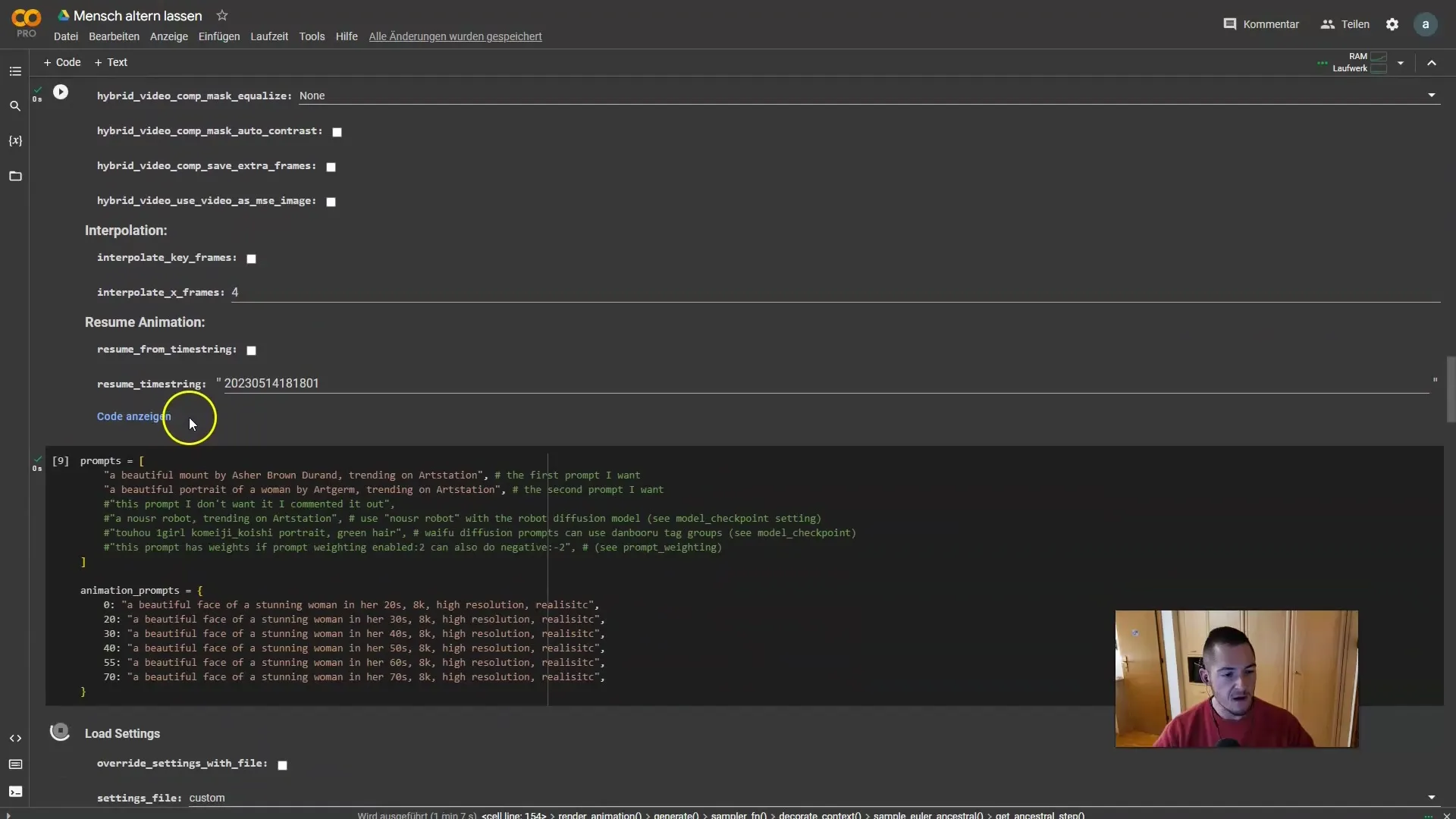 Anleitung zur Nutzung von Deforum Stable Diffusion für Animationen und Altersdarstellungen