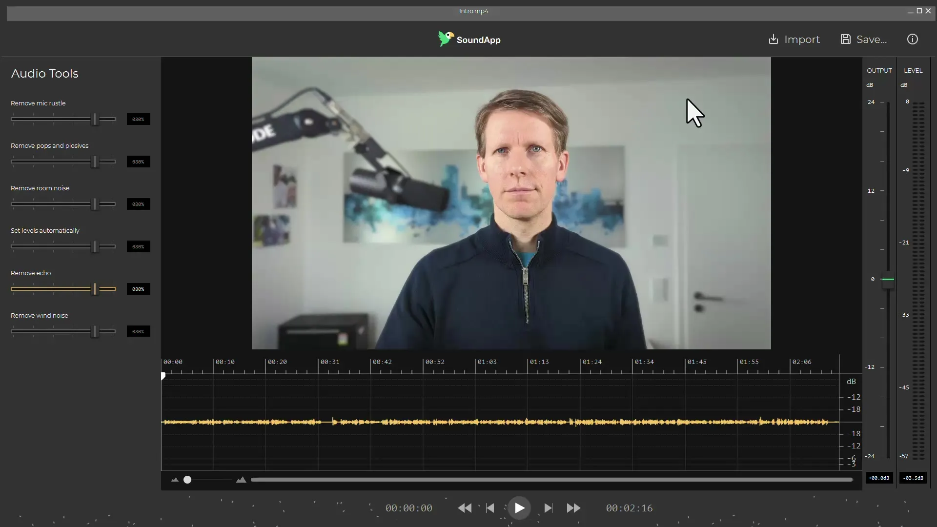 So you improve the audio track of a video quickly and easily