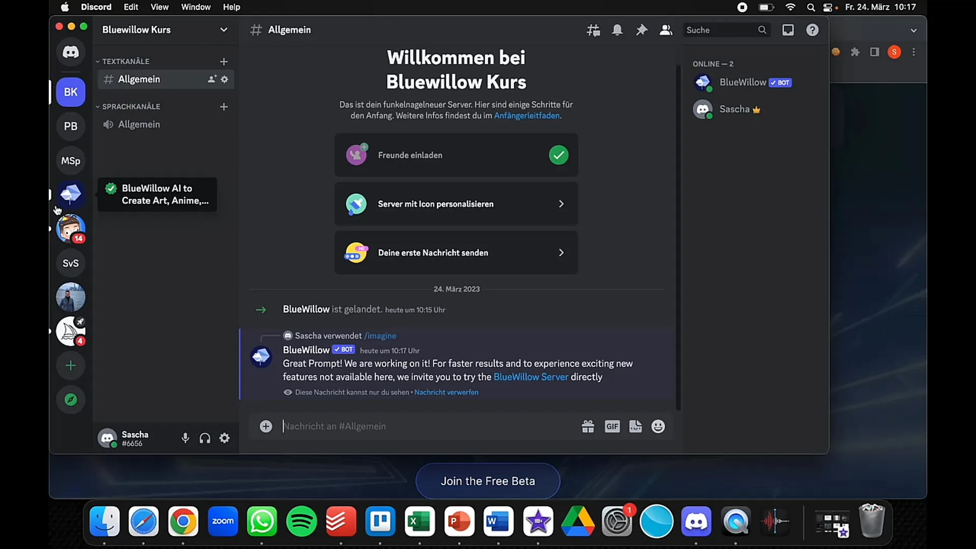 BlueWillow: Eine kreative Entfaltung auf Discord