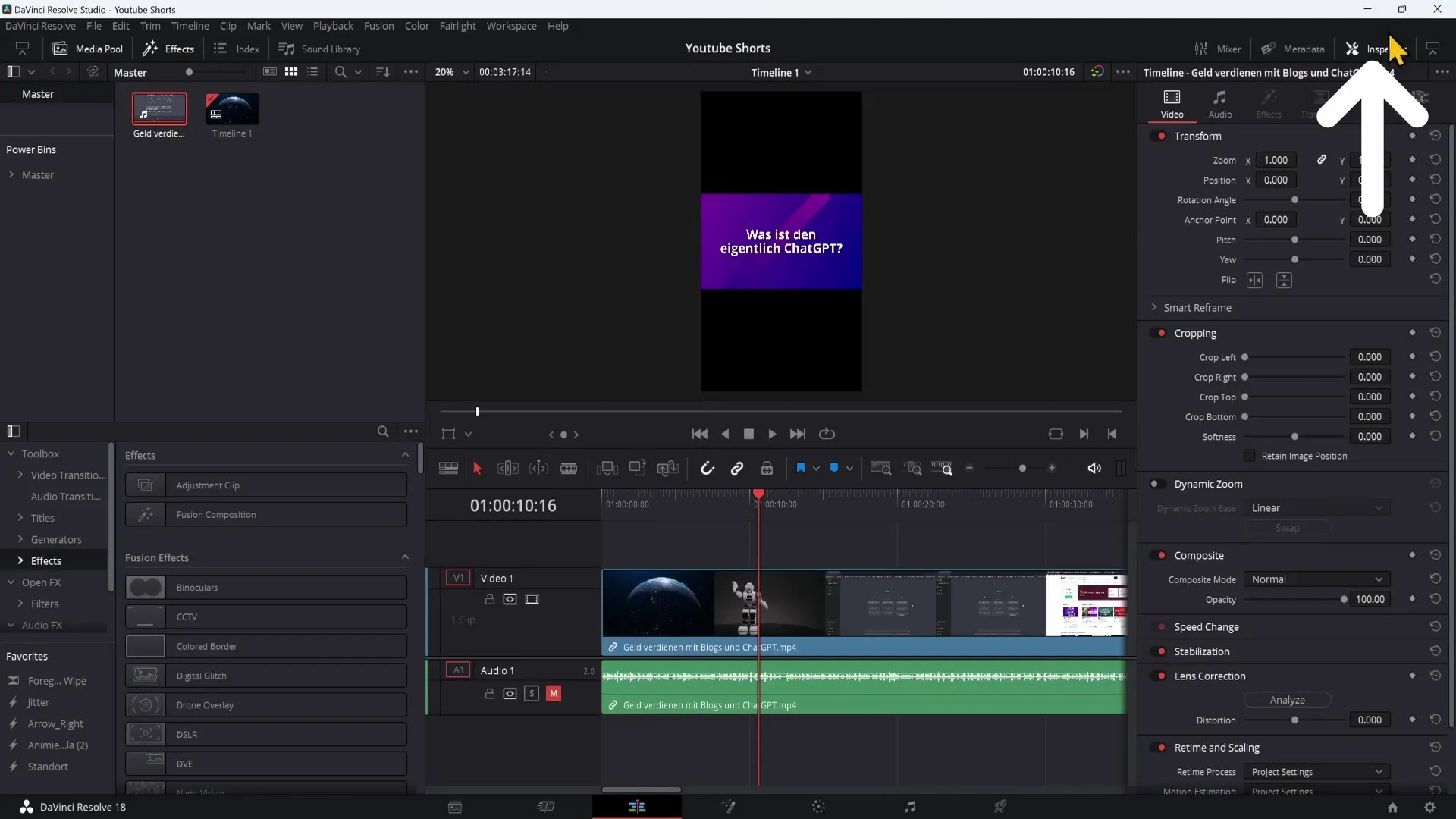 Creating YouTube Shorts: A detailed guide on the computer with DaVinci Resolve