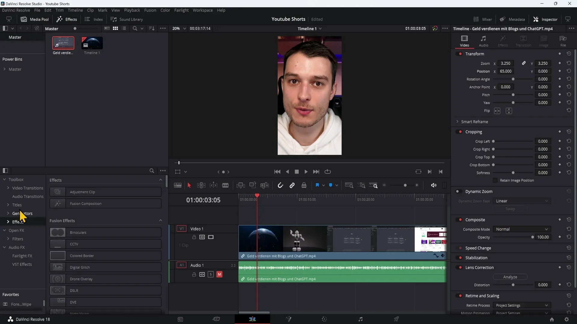 Ustvarjanje YouTube Shorts: Podrobna navodila na računalniku z DaVinci Resolve