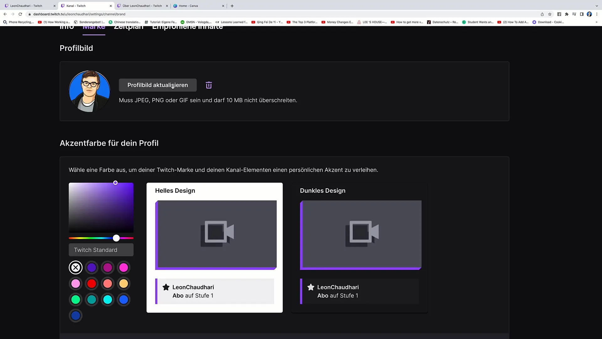 Navodila za izdelavo profilske slike na platformi Twitch