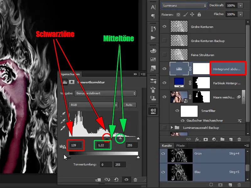 Manipulasi Photoshop - Api dan Es - Bagian 04: Meredupkan latar belakang dan menyiapkannya secara warna