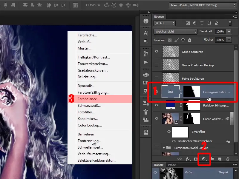 Menggabungkan Photoshop - Api dan Es - Bagian 04: Mendarkan latar belakang dan mempersiapkan warna